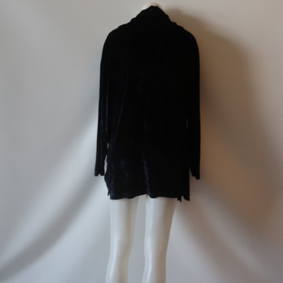 WOMENS TAPEMEASURE NEW YORK BLACK CRUSHED VELVET MOCK NECK TOP M * - Picture 12 of 14
